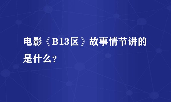 电影《B13区》故事情节讲的是什么？