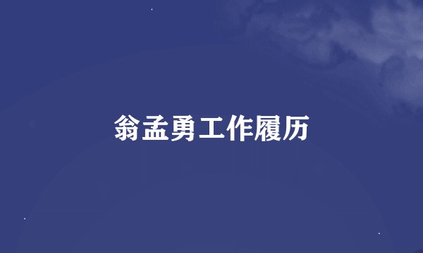 翁孟勇工作履历