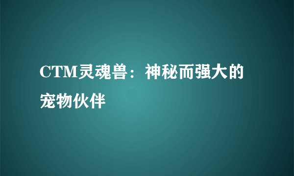 CTM灵魂兽：神秘而强大的宠物伙伴