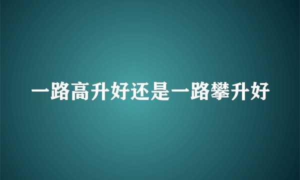 一路高升好还是一路攀升好