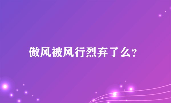 傲风被风行烈弃了么？