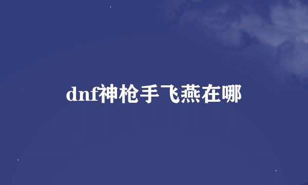 dnf神枪手飞燕在哪