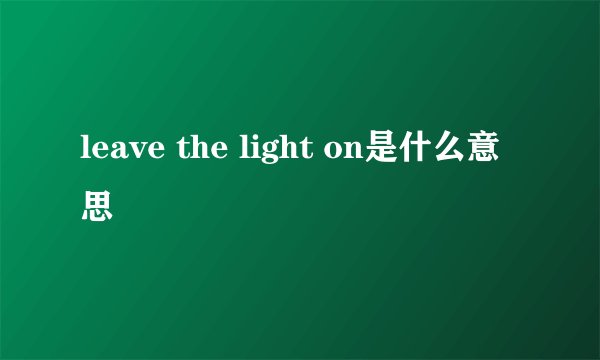 leave the light on是什么意思
