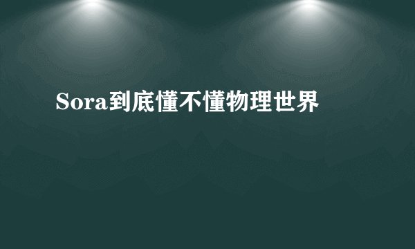 Sora到底懂不懂物理世界