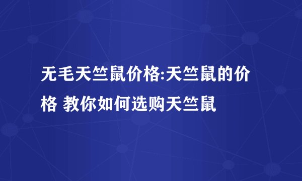 无毛天竺鼠价格:天竺鼠的价格 教你如何选购天竺鼠