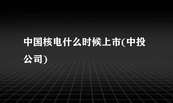 中国核电什么时候上市(中投公司)