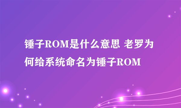 锤子ROM是什么意思 老罗为何给系统命名为锤子ROM