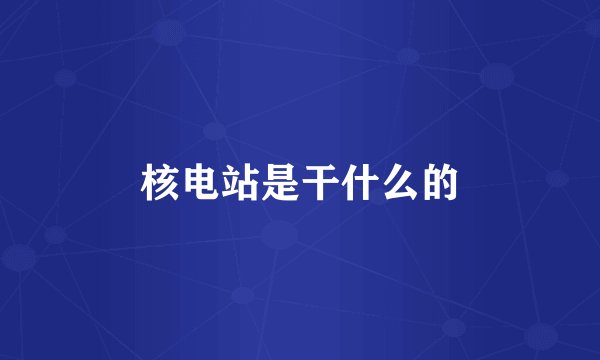 核电站是干什么的