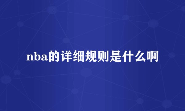 nba的详细规则是什么啊