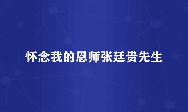 怀念我的恩师张廷贵先生