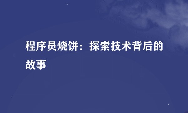 程序员烧饼：探索技术背后的故事