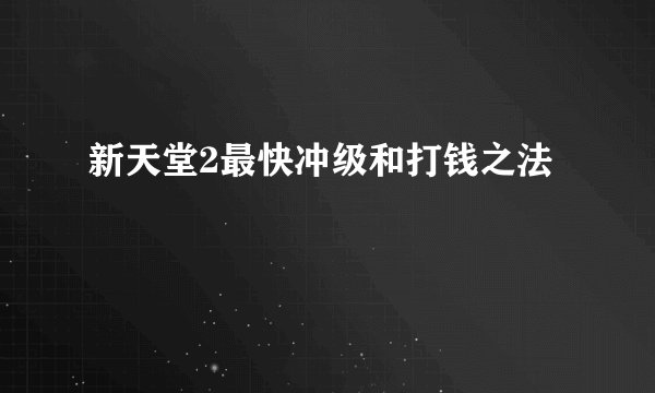 新天堂2最快冲级和打钱之法
