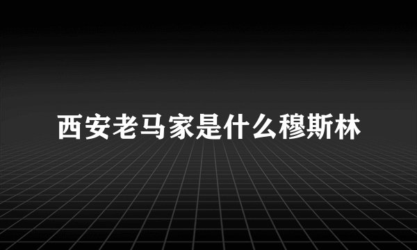 西安老马家是什么穆斯林