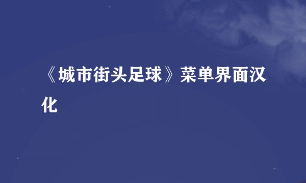 《城市街头足球》菜单界面汉化