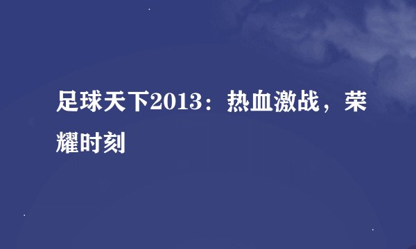 足球天下2013：热血激战，荣耀时刻