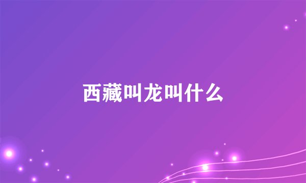 西藏叫龙叫什么
