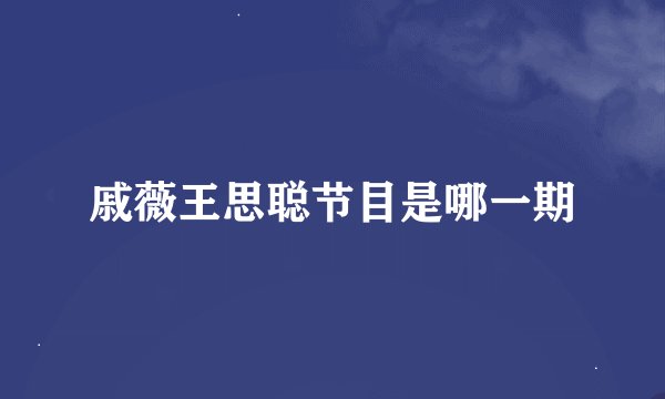 戚薇王思聪节目是哪一期