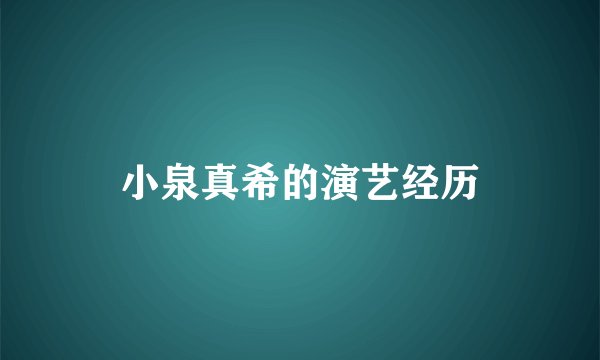 小泉真希的演艺经历