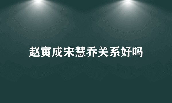 赵寅成宋慧乔关系好吗