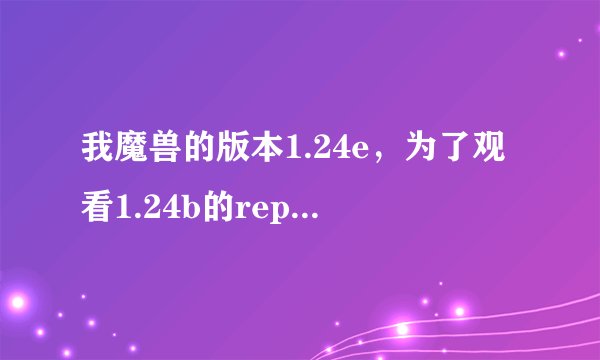 我魔兽的版本1.24e，为了观看1.24b的replay，所以下了武状元版本转换器，可是显示该版本无法转换，为什么