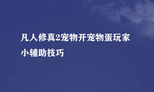 凡人修真2宠物开宠物蛋玩家小辅助技巧