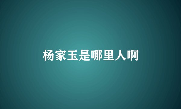 杨家玉是哪里人啊
