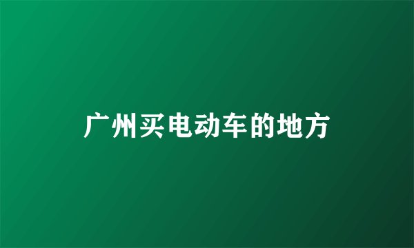 广州买电动车的地方