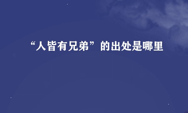 “人皆有兄弟”的出处是哪里