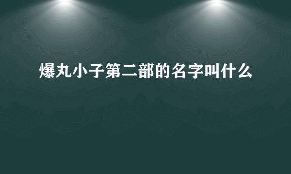 爆丸小子第二部的名字叫什么