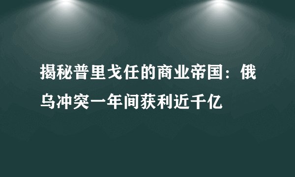 揭秘普里戈任的商业帝国：俄乌冲突一年间获利近千亿