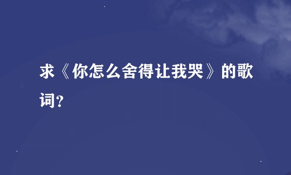 求《你怎么舍得让我哭》的歌词？