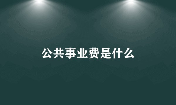 公共事业费是什么