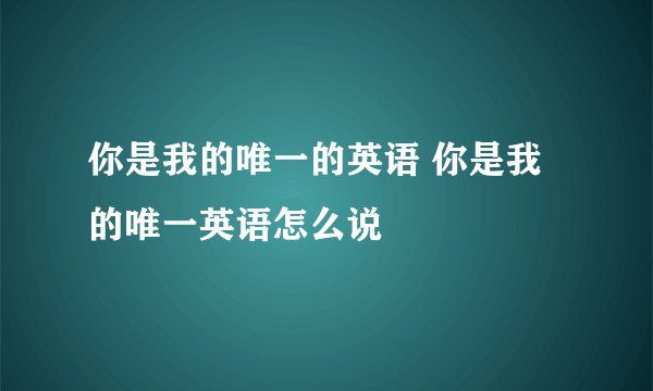 你是我的唯一的英语 你是我的唯一英语怎么说