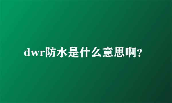 dwr防水是什么意思啊?