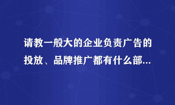 请教一般大的企业负责广告的投放、品牌推广都有什么部门来负责呢