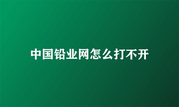 中国铅业网怎么打不开