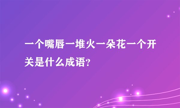 一个嘴唇一堆火一朵花一个开关是什么成语？