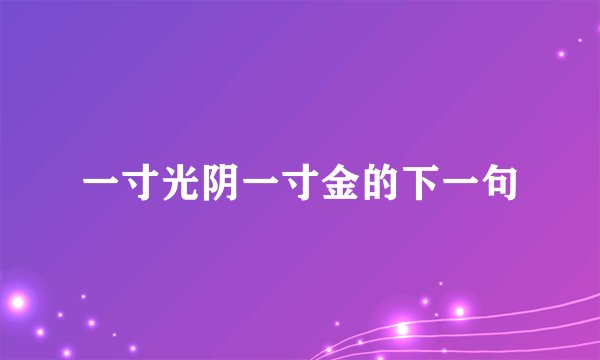 一寸光阴一寸金的下一句