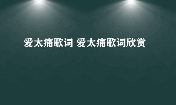爱太痛歌词 爱太痛歌词欣赏
