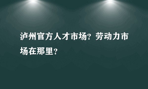 泸州官方人才市场？劳动力市场在那里？