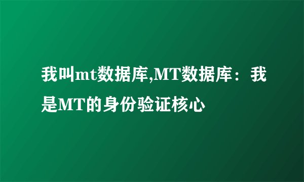 我叫mt数据库,MT数据库：我是MT的身份验证核心