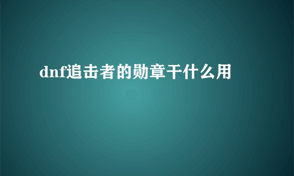 dnf追击者的勋章干什么用