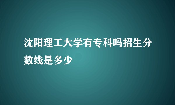 沈阳理工大学有专科吗招生分数线是多少