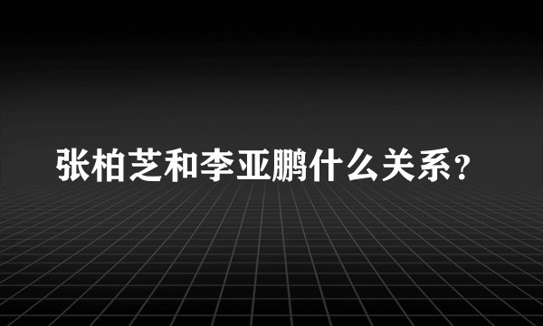 张柏芝和李亚鹏什么关系？