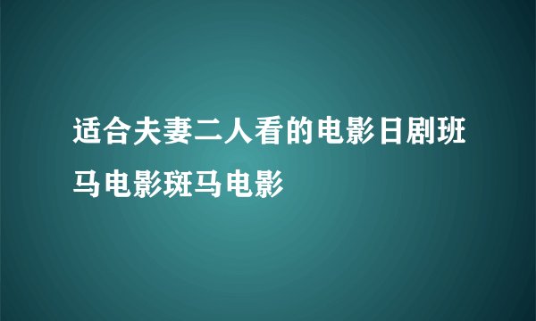 适合夫妻二人看的电影日剧班马电影斑马电影