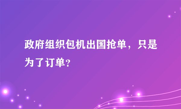 政府组织包机出国抢单，只是为了订单？