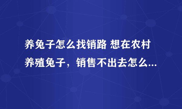 养兔子怎么找销路 想在农村养殖兔子，销售不出去怎么办，这些途径你需要了解