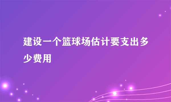 建设一个篮球场估计要支出多少费用