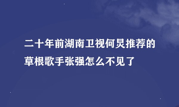 二十年前湖南卫视何炅推荐的草根歌手张强怎么不见了