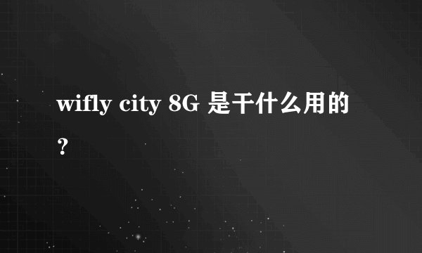 wifly city 8G 是干什么用的？